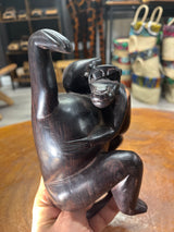 Hanging Ebony Mother and Baby Monkey