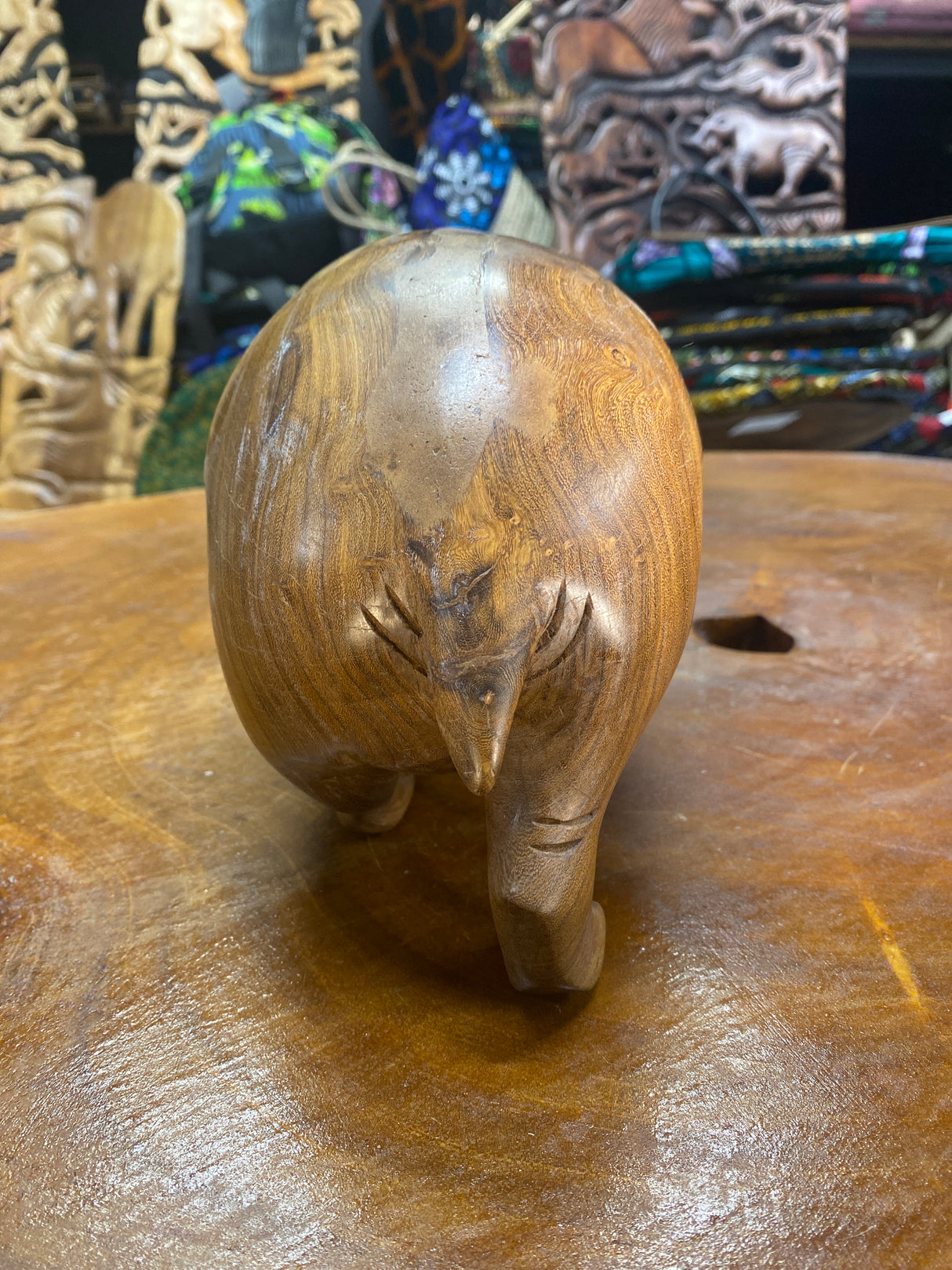 Hand Carved Wooden Hippo - Mouth Closed