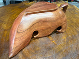 Medium Size Handmade Red Wooden Leaf Salad and Serving Dish
