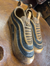 Pair of Nike Air Max 97 V1.2 Hand Carved Painted Mahogany Display Piece