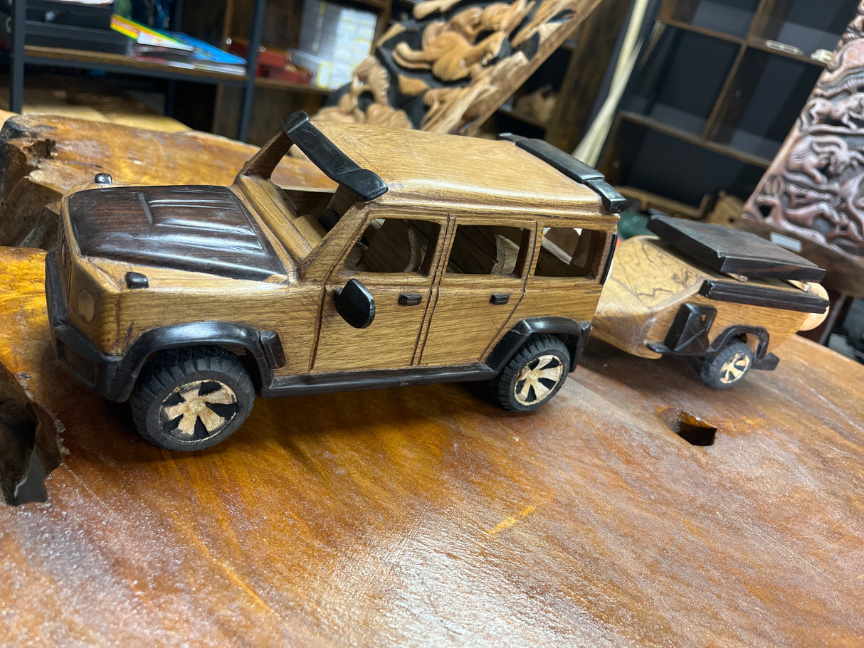 Mercedes G Wagon AMG Style with Trailer V2.1 Hand Carved Mahogany