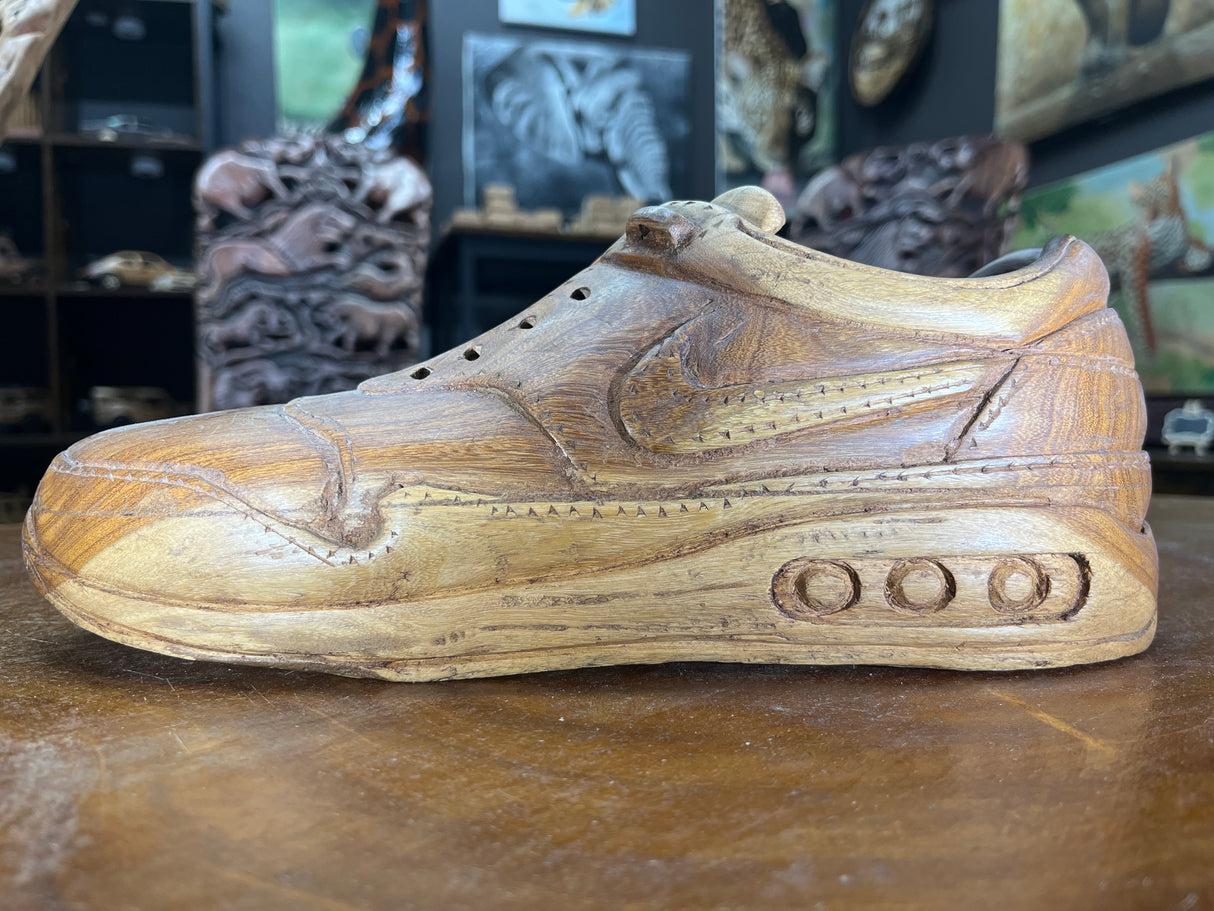 Pair of Nike Air Max 1 Hand Carved Mahogany Display Piece