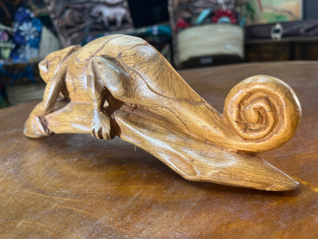 Hand Carved Lizard / Gecko on a Tree Branch
