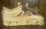 Pair of Jordan 4 V1.2 Hand Carved Mahogany Display Piece