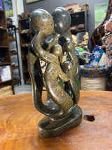 Hand Carved Stunning Green Stone Abstract Sculpture - Parents and Three Children