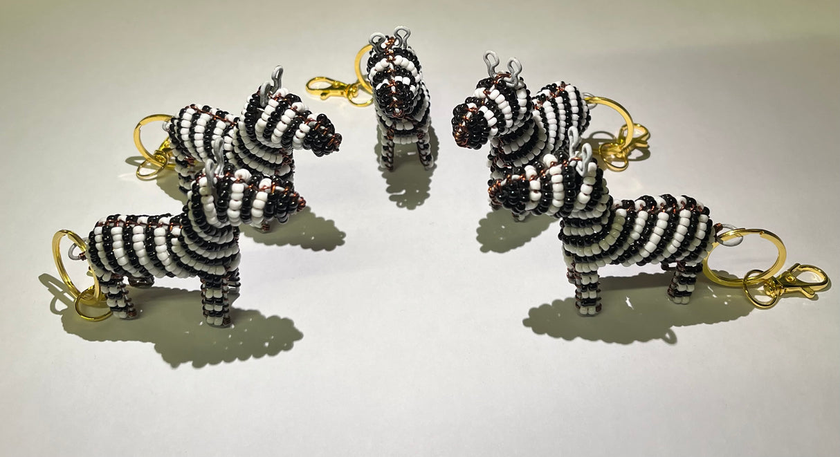 Beaded Zebra Keychain Malawi