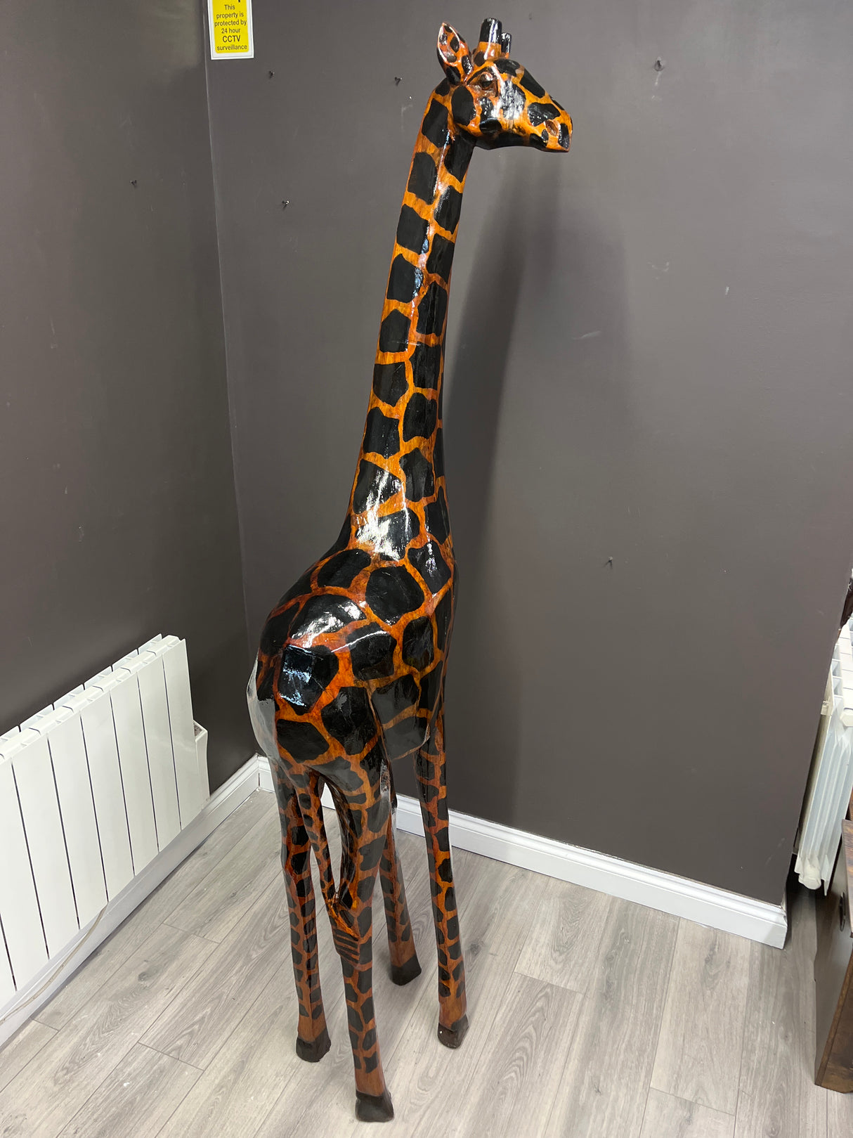 Awe Inspiring African Handmade Wooden Life Size Giraffe