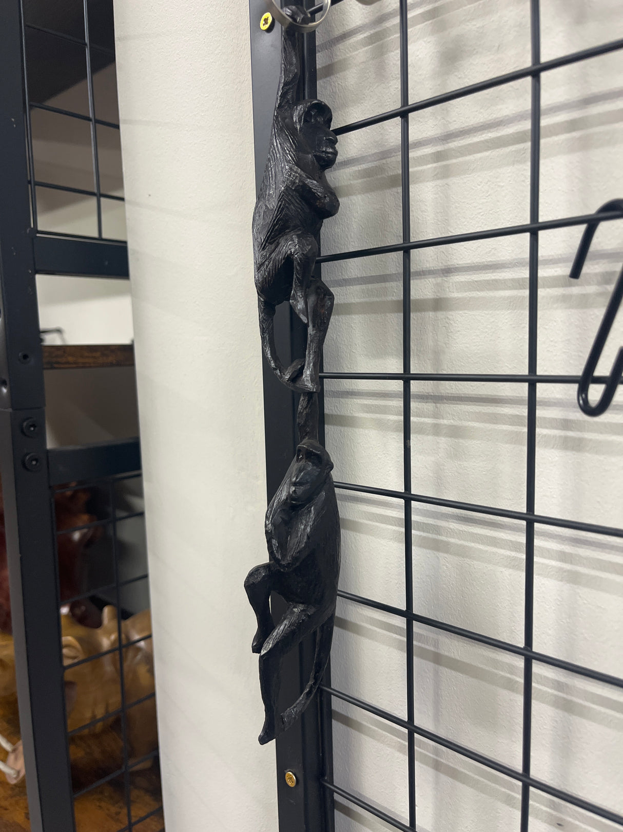 Cheeky Hanging Monkeys Ebony Hand Carved