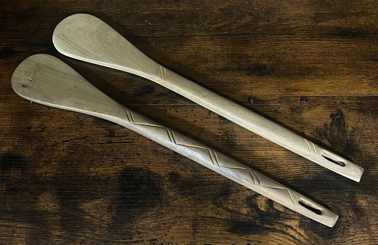 Hand Carved Flat Serving Spoons Set