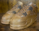 Pair of Jordan 4 V1.2 Hand Carved Mahogany Display Piece