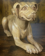 Hand Carved Mahogany Resting Dog