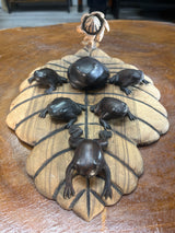 Beautiful Frog family on Lilly Hand Carved Malawi