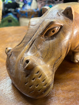 Hand Carved Wooden Hippo