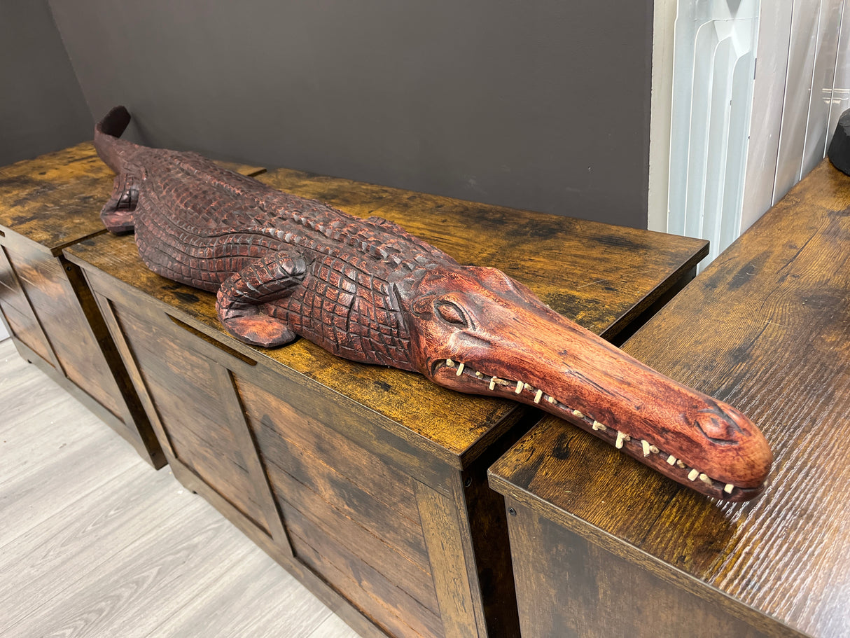 Stunning Life size Hand Carved Baby Crocodile - Stunning Scales and Teeth on Show