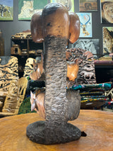 Hand Carved ‘Big 5’ On a Tree Trunk Ornament - Elephant, Leopard, Rhino, Lion, Buffalo