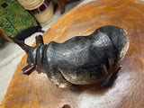 Large Black Hand Carved Wooden Textured Ebony Rhino Malawi