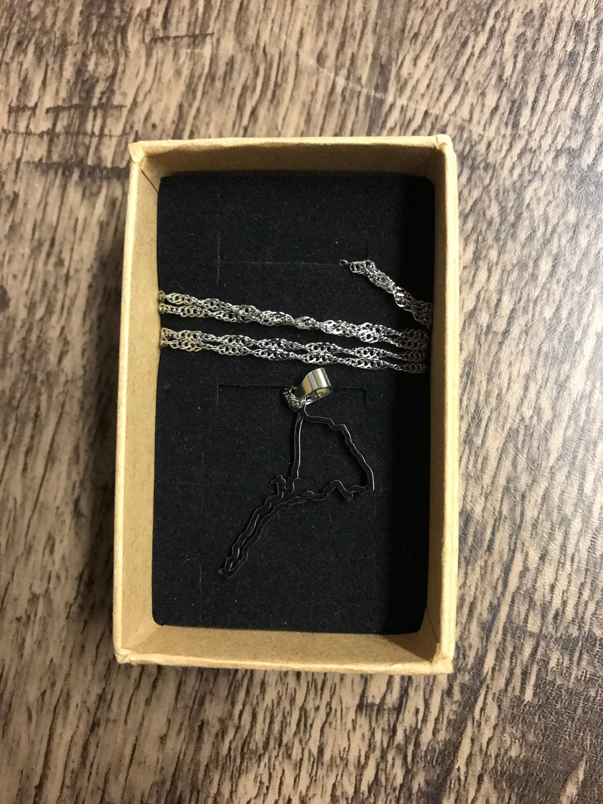 Country Shape Outline Silver Necklace 60cm Chain