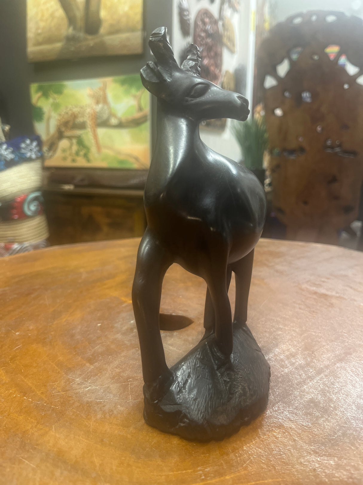 Hand Carved Wooden Ebony Gazelle