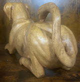 Hand Carved Mahogany Resting Dog