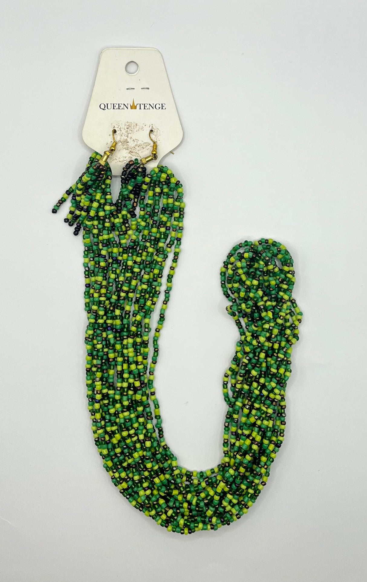 Queen Tenge - Beaded Necklace and Earrings Jewellery Set