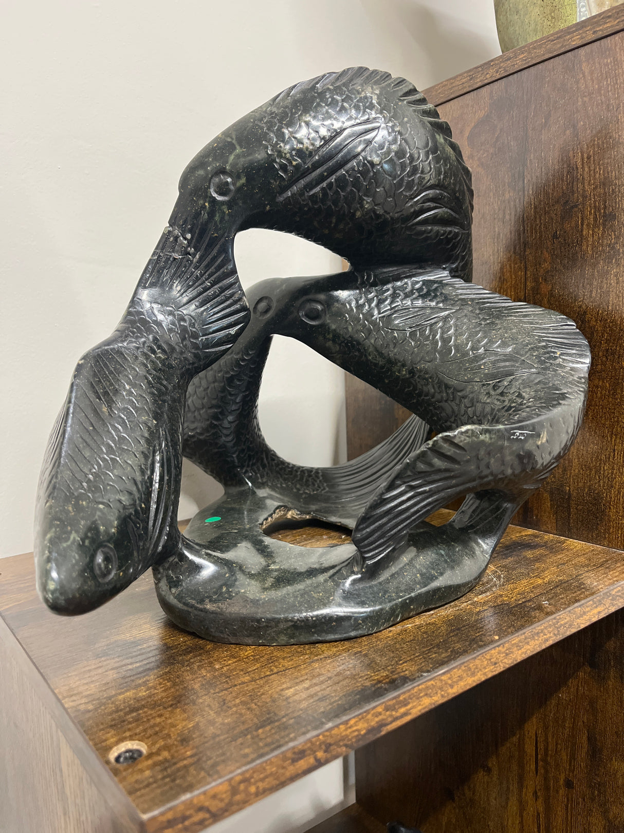 Swirling Stone Fish Sculpture