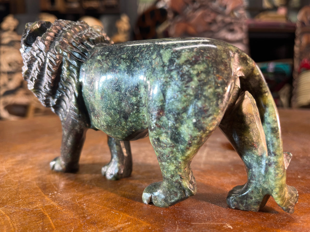 Hand Carved Green Stone Lion