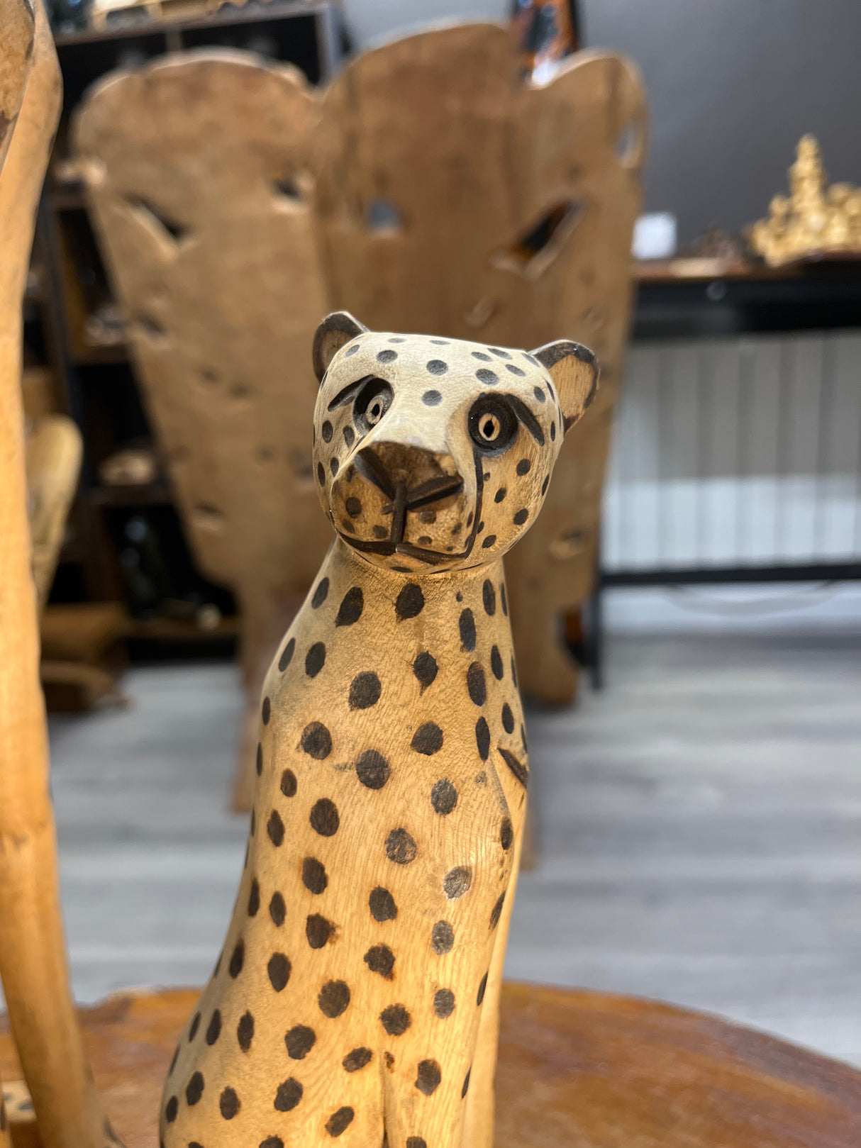 Hand Carved Mother and Baby Cheetah