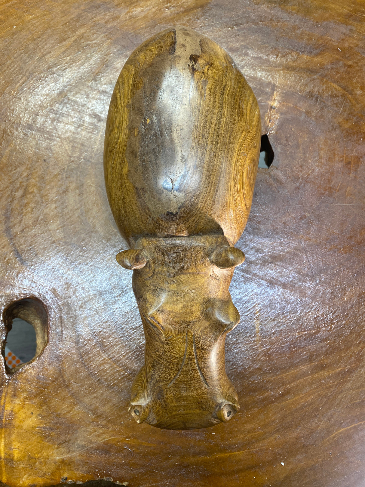 Hand Carved Wooden Hippo - Mouth Closed