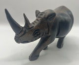 Large Mahogany Wooden Rhino