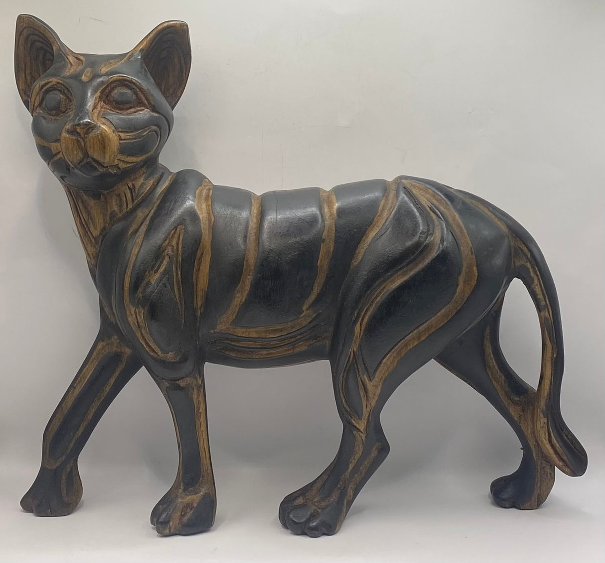 Hand Carved Ebony Standing Cat