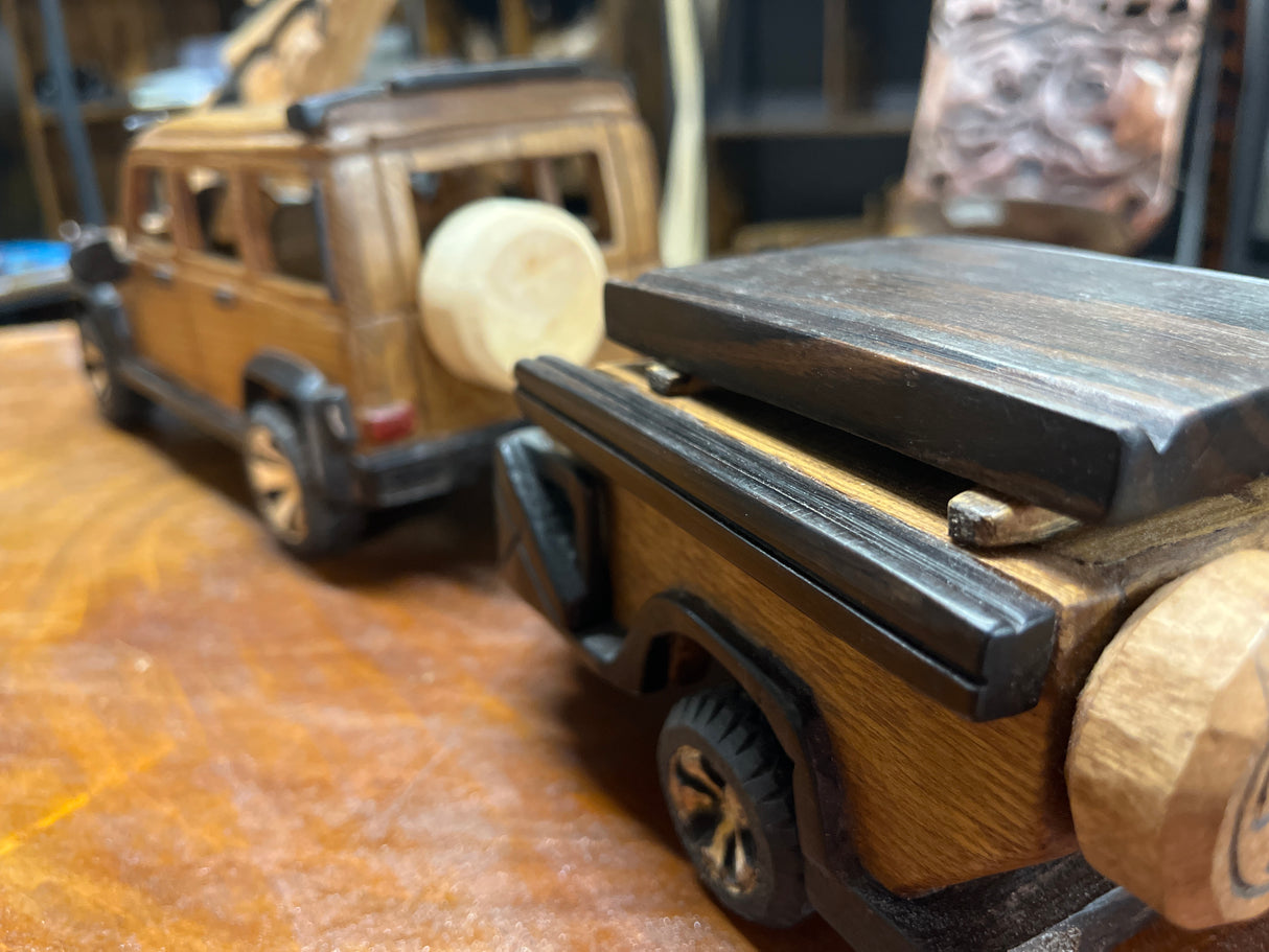 Mercedes G Wagon AMG Style with Trailer V2.1 Hand Carved Mahogany