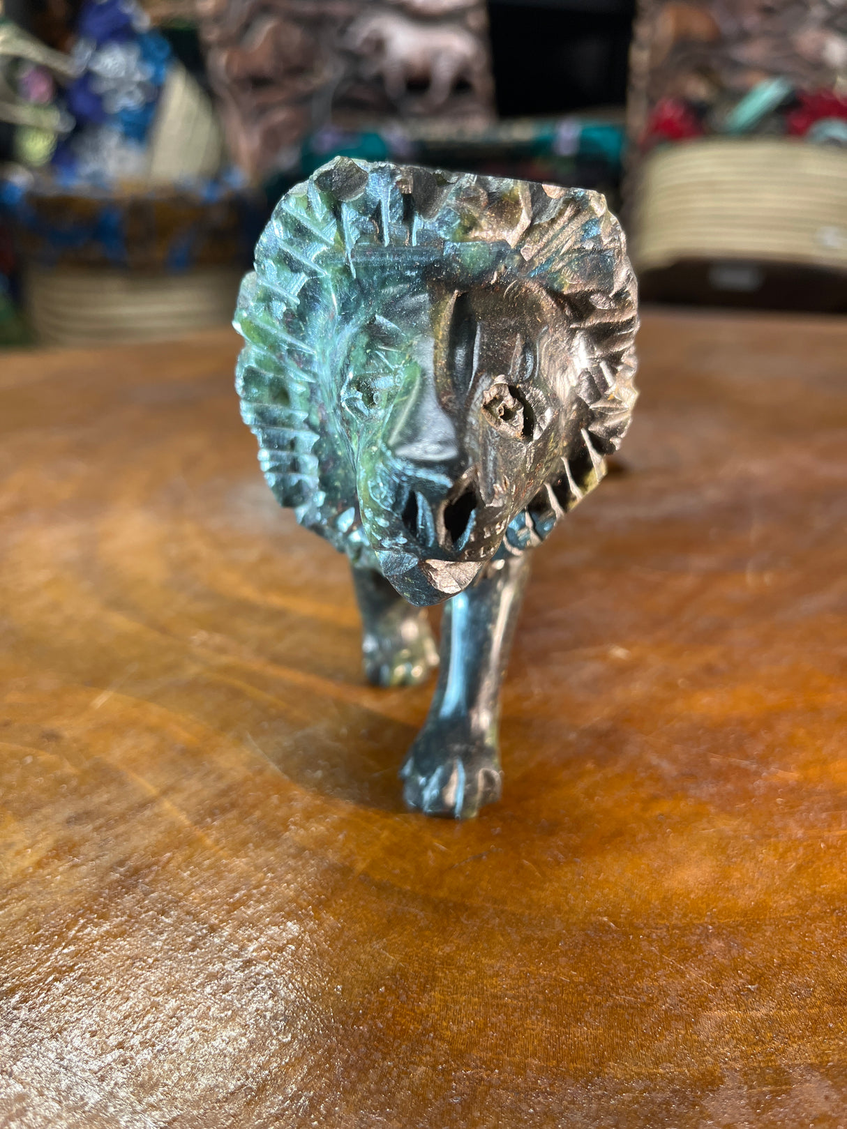 Hand Carved Green Stone Lion