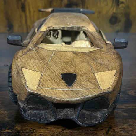 Hand Carved Mahogany Lamborghini Display Piece