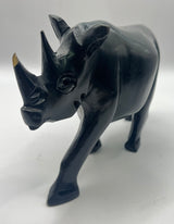Ebony Wooden Standing Rhino