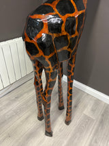 Awe Inspiring African Handmade Wooden Life Size Giraffe