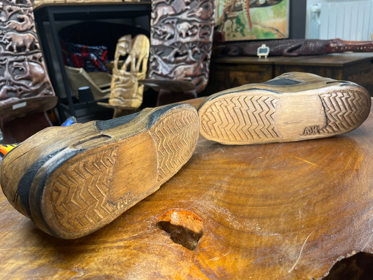 Pair of Jordan 5 V1.2 Hand Carved Mahogany Display Piece