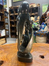 Hand Carved Stunning Green Stone Abstract Sculpture - Parents and Two Children (Tall)