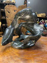 Swirling Stone Fish Sculpture