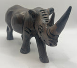 Large Mahogany Wooden Rhino