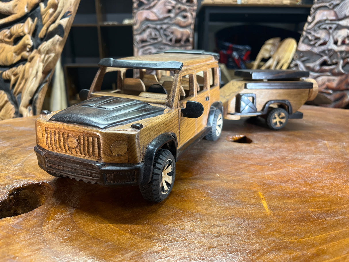 Mercedes G Wagon AMG Style with Trailer V2.1 Hand Carved Mahogany