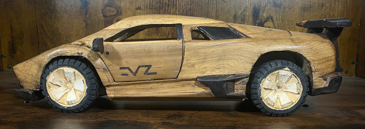 Hand Carved Mahogany Lamborghini Display Piece