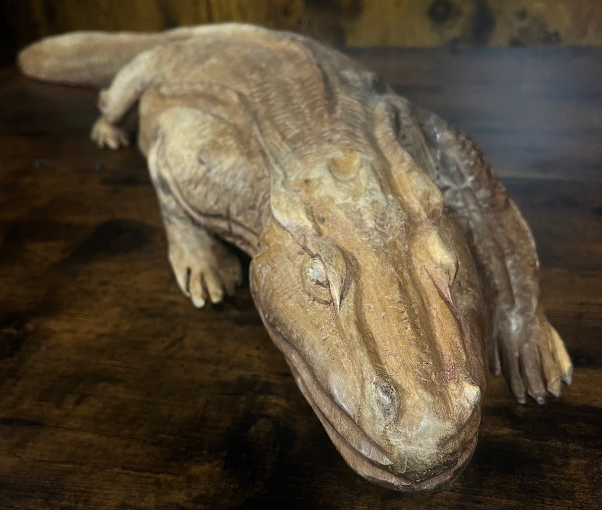 Hand Carved Mahogany Satisfied Komodo