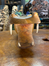 Hand Carved Wooden Walking Hippo - Mouth Open With Teeth