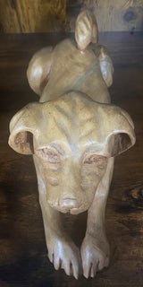 Hand Carved Mahogany Resting Dog