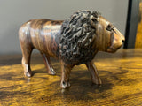 Small Hand Carved Wooden Lion Fresh Faced with An Intricate Mane