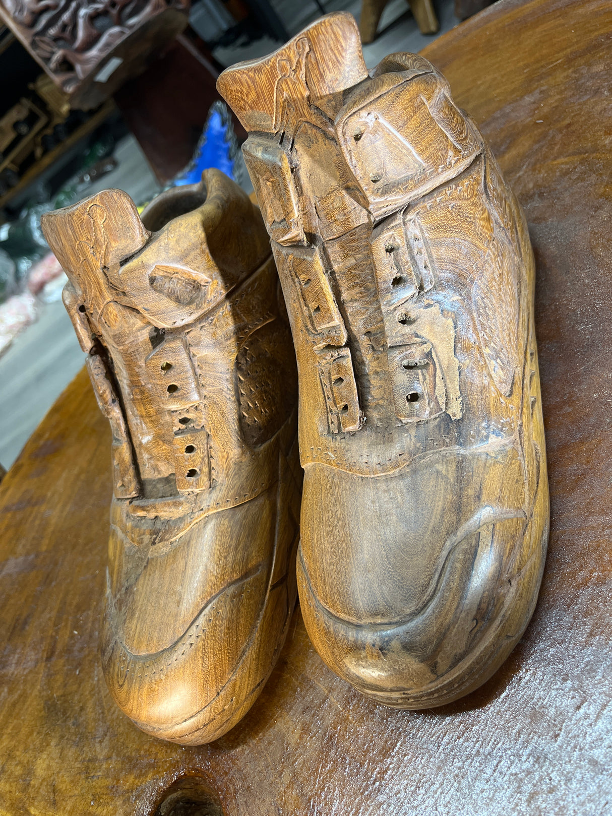 Pair of Jordan 5 V2.1 Hand Carved Mahogany Display Piece