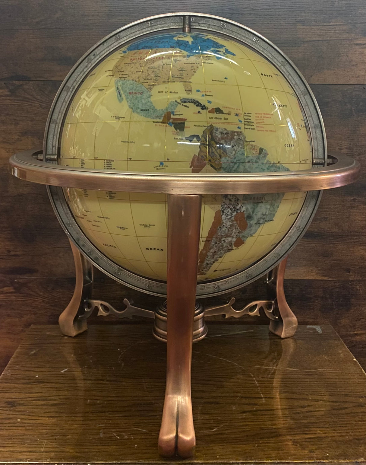 Gemstone Globe With Matte Copper Cradle