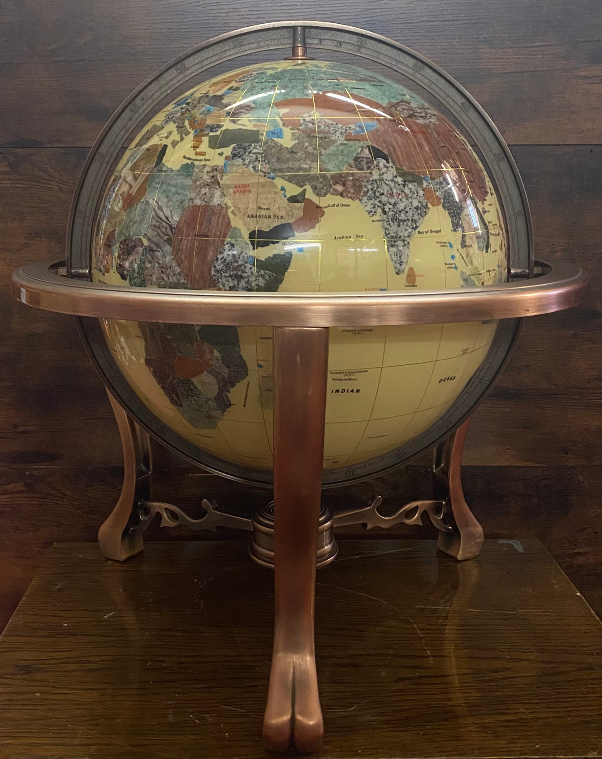 Gemstone Globe With Matte Copper Cradle