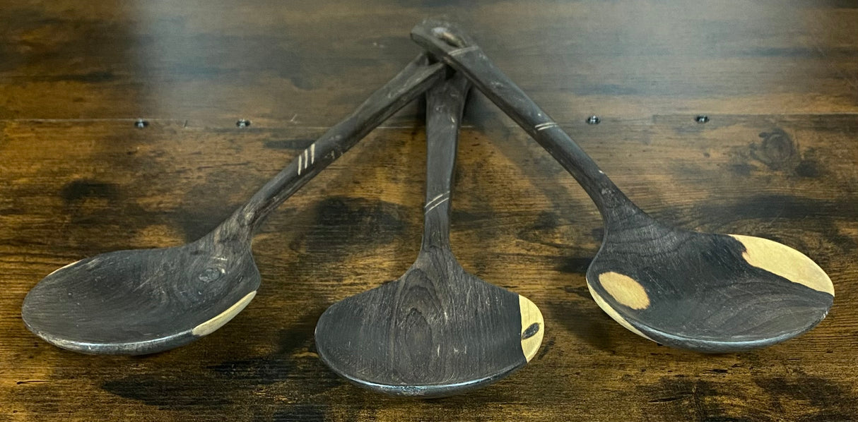 Hand Carved Ebony Serving Spoons