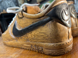 Pair of Nike Air Force One Low with Laces V1.1 Hand Carved Mahogany Display Piece